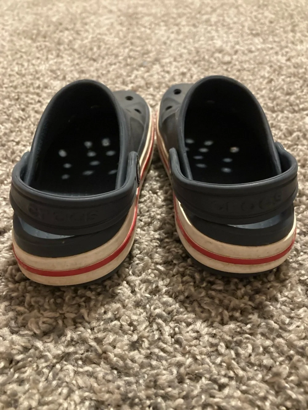CROCS Kids Navy Clogs with Red and White Trim size 11